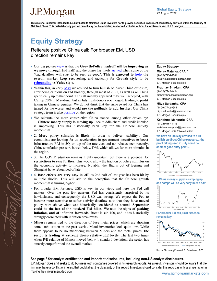 Equity Strategy Reiterate positive China call; For broader EM, USD direction remains keyEquity Strategy Reiterate positive China call; For broader EM, USD direction remains key_1.png